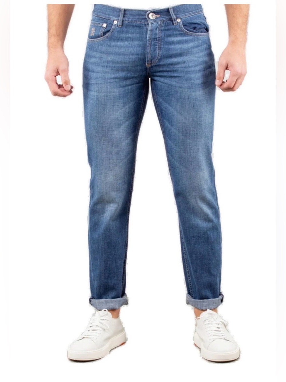 Brunello Cucinelli Logo Patch Straight Leg Jeans IT 46 | Altered Hem Italian Lux